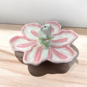 Vintage 90s Easter Egg Deviled Eggs Platter with Bunny Rabbit in the Center